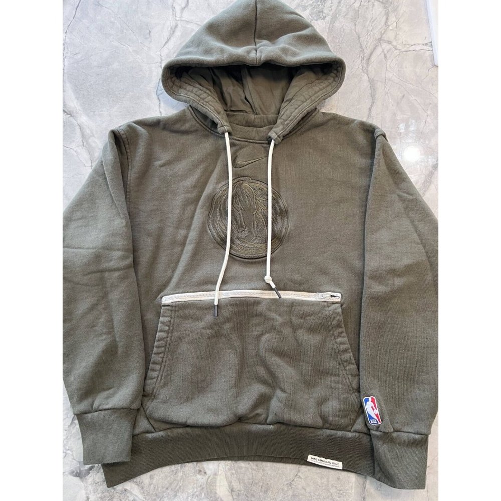 Nike Men's Olive Green 100% Cotton Long Sleeve NBA Outdoor Hoodie Sweats…